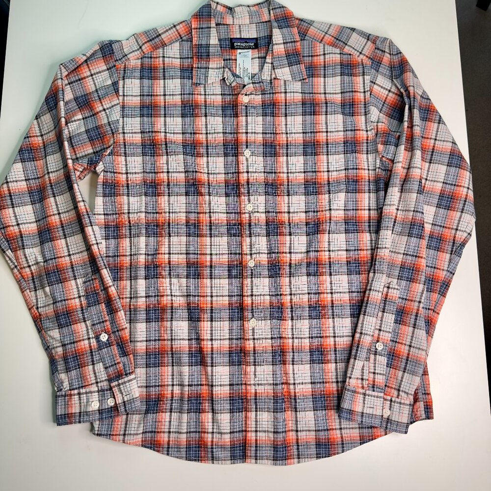 Men's Patagonia Organic Cotton Shirt Size M Long Sleeve Button Down Pocket Plaid